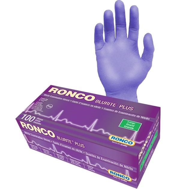 Blurite Plus Nitrile Dark Blue Examination Glove Powder Free Large 100x10